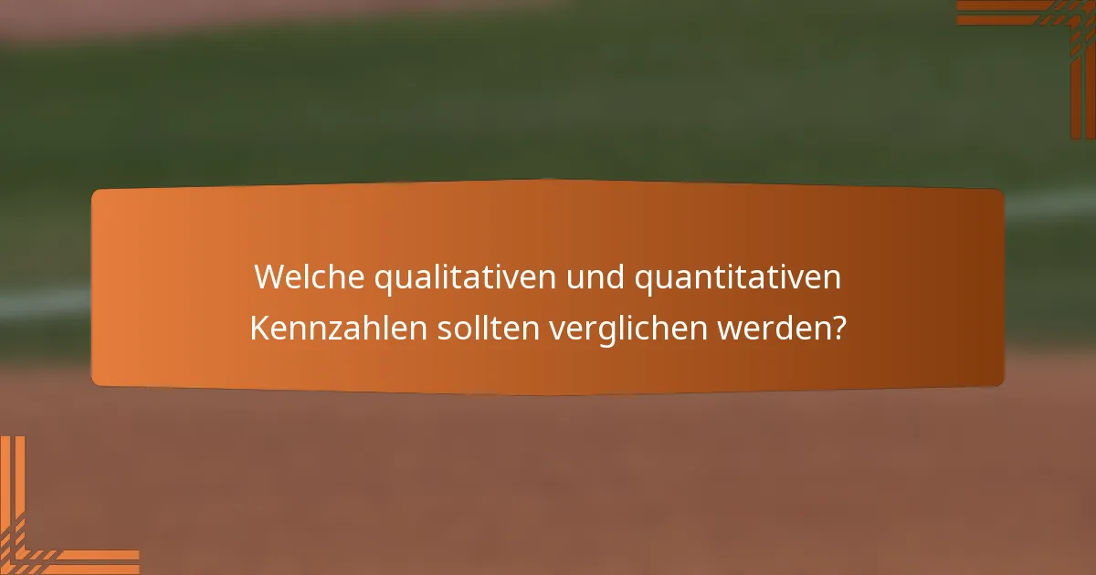 Welche qualitativen und quantitativen Kennzahlen sollten verglichen werden?